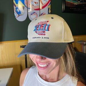 Super Bowl XLII Embroidered Baseball Cap - Beige & Dark Gray 2008 new